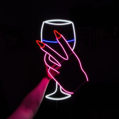 Neon LED wine glass