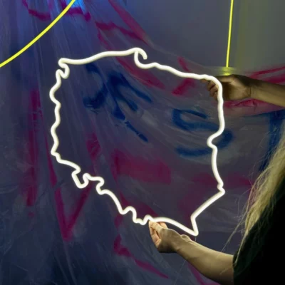 Neon led mapa polski z bliska