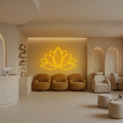 neon led lotos w salonie beauty