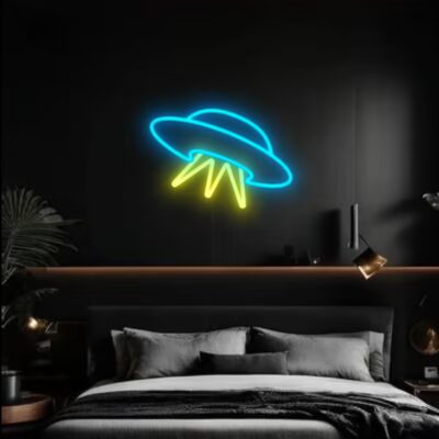 Neon led ufo in the bedroom
