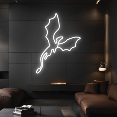 neon led dragon white