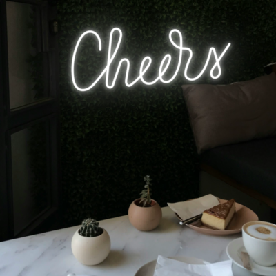 Neon LED Cheers on a dark background