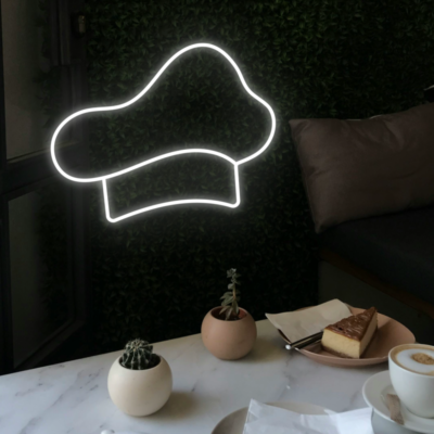 Neon LED Cook Cap on dark background