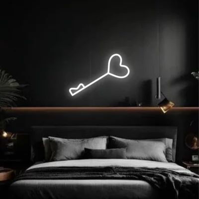 Neon led key to your heart white