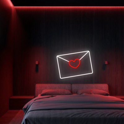Neon led envelope heart colorful