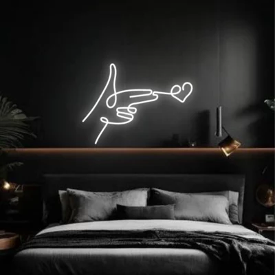 Neon led gun with heart for bedroom