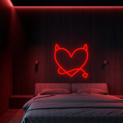 neon led heart devil red