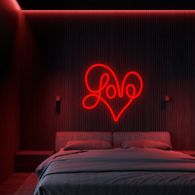 neon led heart love lineart red