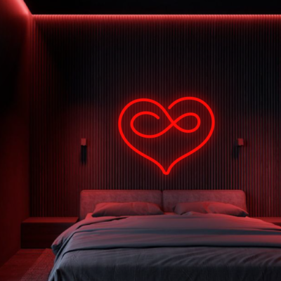 neon led heart with infinity sign red