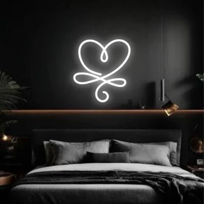 neon led heart with infinity sign lineart decoration