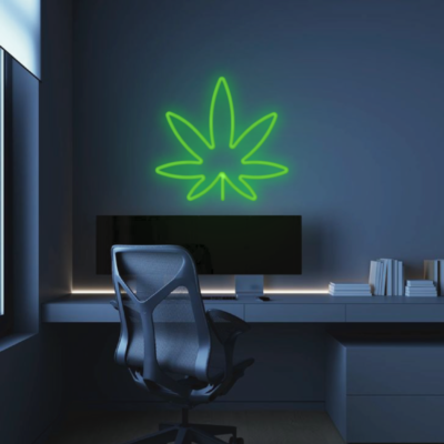 neon led lisc konopi  zielony