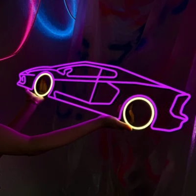 neon led auto lamorghini aventador od ręki  fioletowy