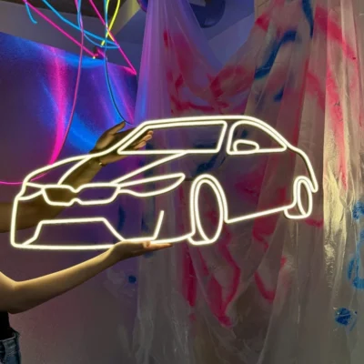 neon led auto porsche od ręki 