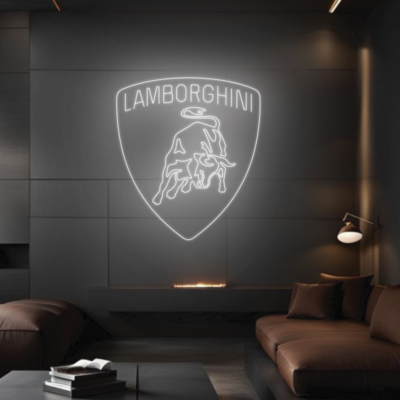 neon led lamborghini logo białe